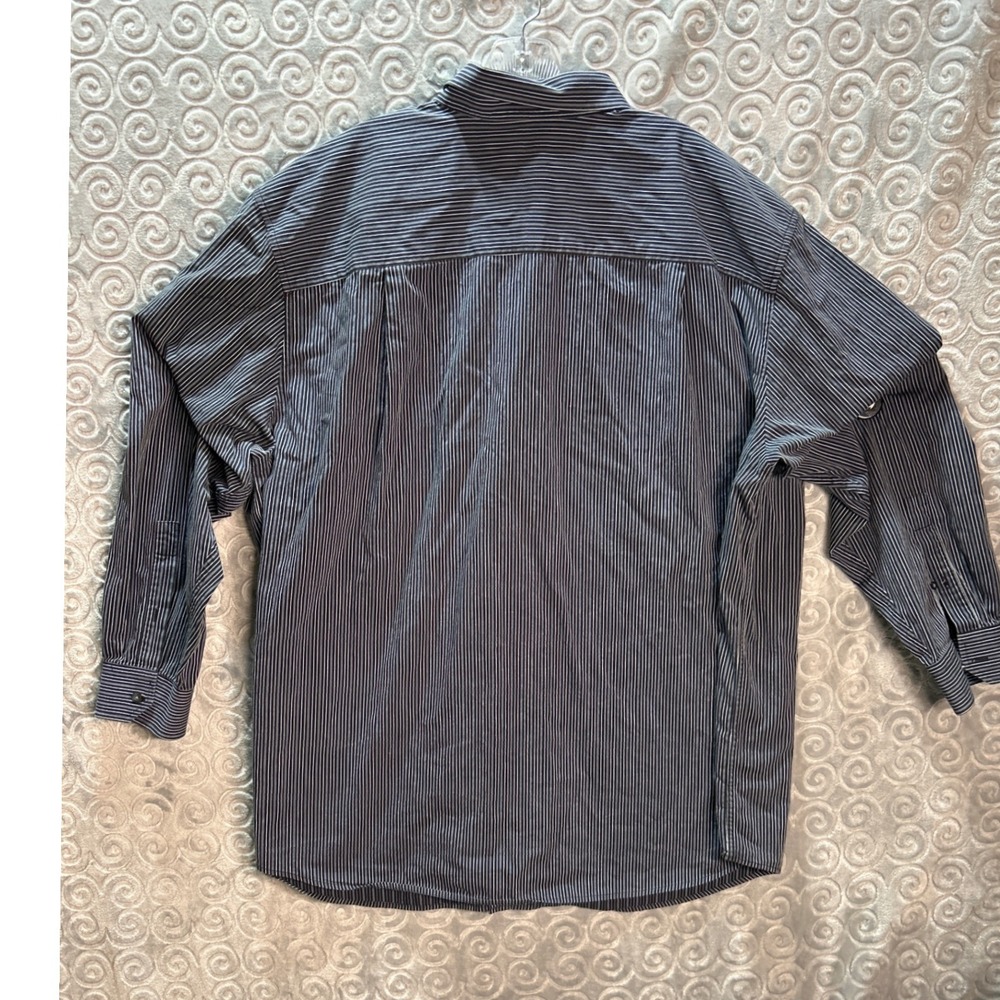 SYNERGY 3XL Striped Button Up Long‎ Sleeve Shirt, Casual, Fashion Top - Picture 5 of 5